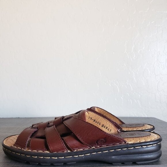 Born Leather Fisherman Slide Sandals Brown Size Women's 9 Comfort Slip-On - Picture 5 of 11